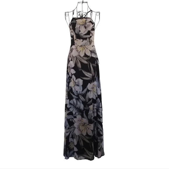 Lulu's Love Abloom Black Floral Print Lace-Up Maxi Dress Size XS - Picture 5 of 13